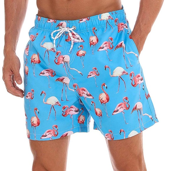 Men's  Flamingo Swim Trunks Quick Dry - Picture 4 of 6